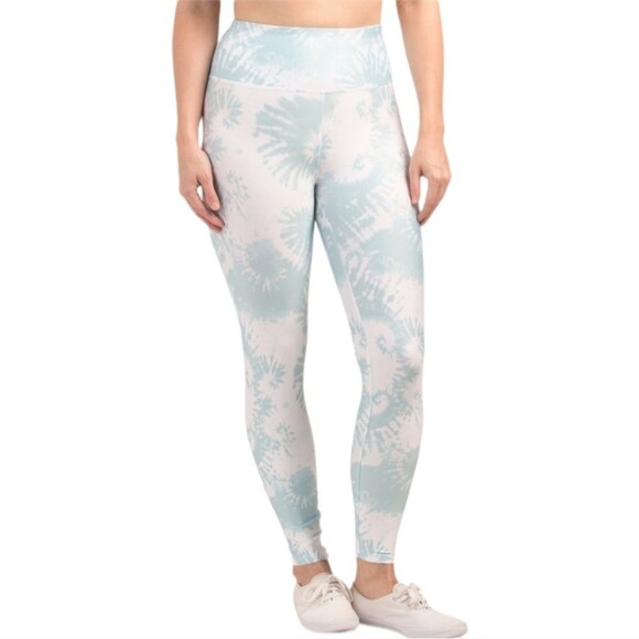 Kyodan Green and White Tie Dye High Waist Crop Length Stretch Legging Medium NWT - Picture 1 of 6